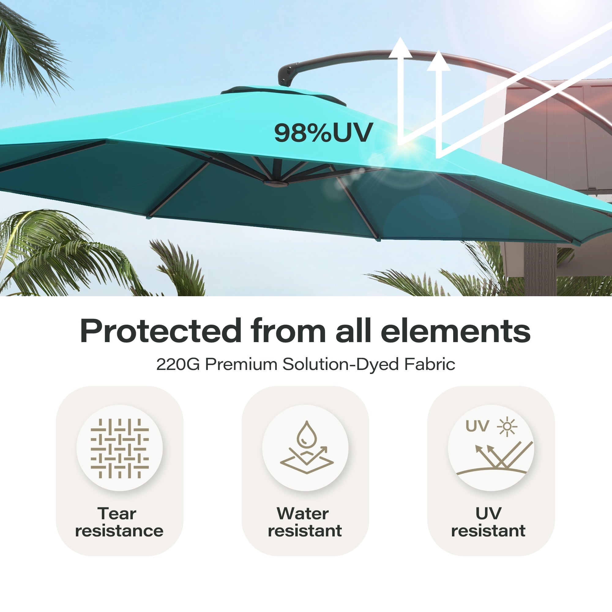 LAUSAINT HOME 11 FT Outdoor Patio Umbrella with Base, Aluminum Cantilever Umbrella with Crank, Gray