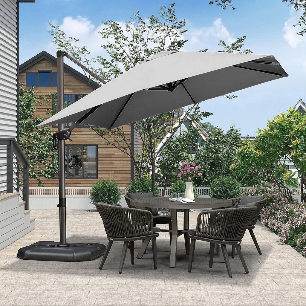 PURPLE LEAF 9x11.5 Ft Cantilever Umbrella Rectangle Outdoor Patio Umbrella Large Offset Hanging Umbrella Aluminum Umbrella with 360°Rotation Adjustable Garden Pool Umbrella,Turquoise Blue