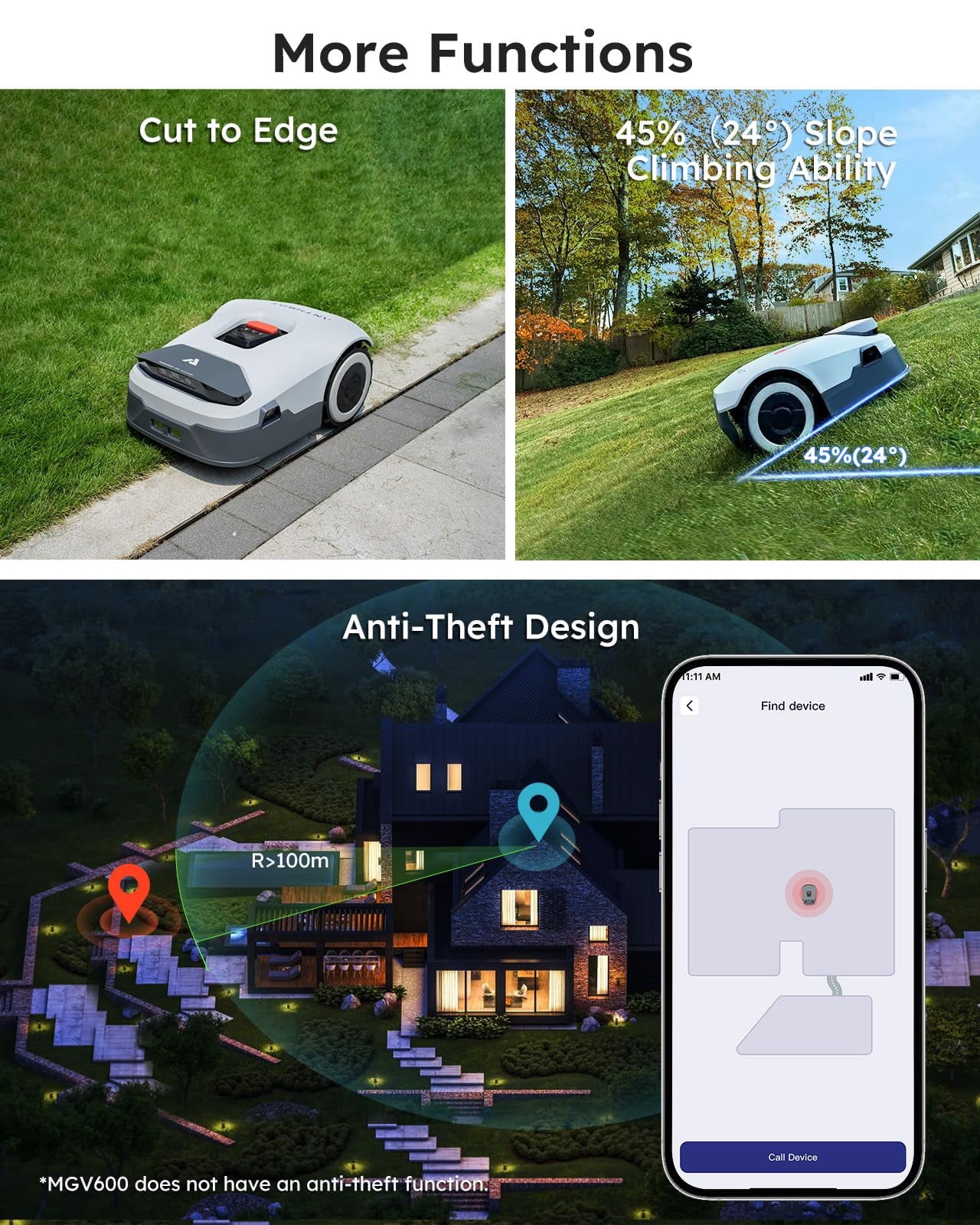 ANTHBOT Genie3000 Cordless Robotic Lawn Mower,Max 0.91 Acre,4G APP Contral,RTK and 4-Camera Vision Obstacle Avoidance