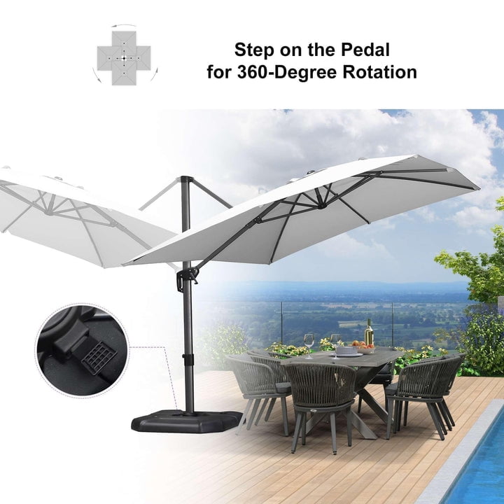 PURPLE LEAF 10x10 Ft Cantilever Umbrella Square Outdoor Patio Umbrella Large Offset Hanging Umbrella Aluminum Umbrella with 360°Rotation Adjustable Garden Pool Umbrella,Gray