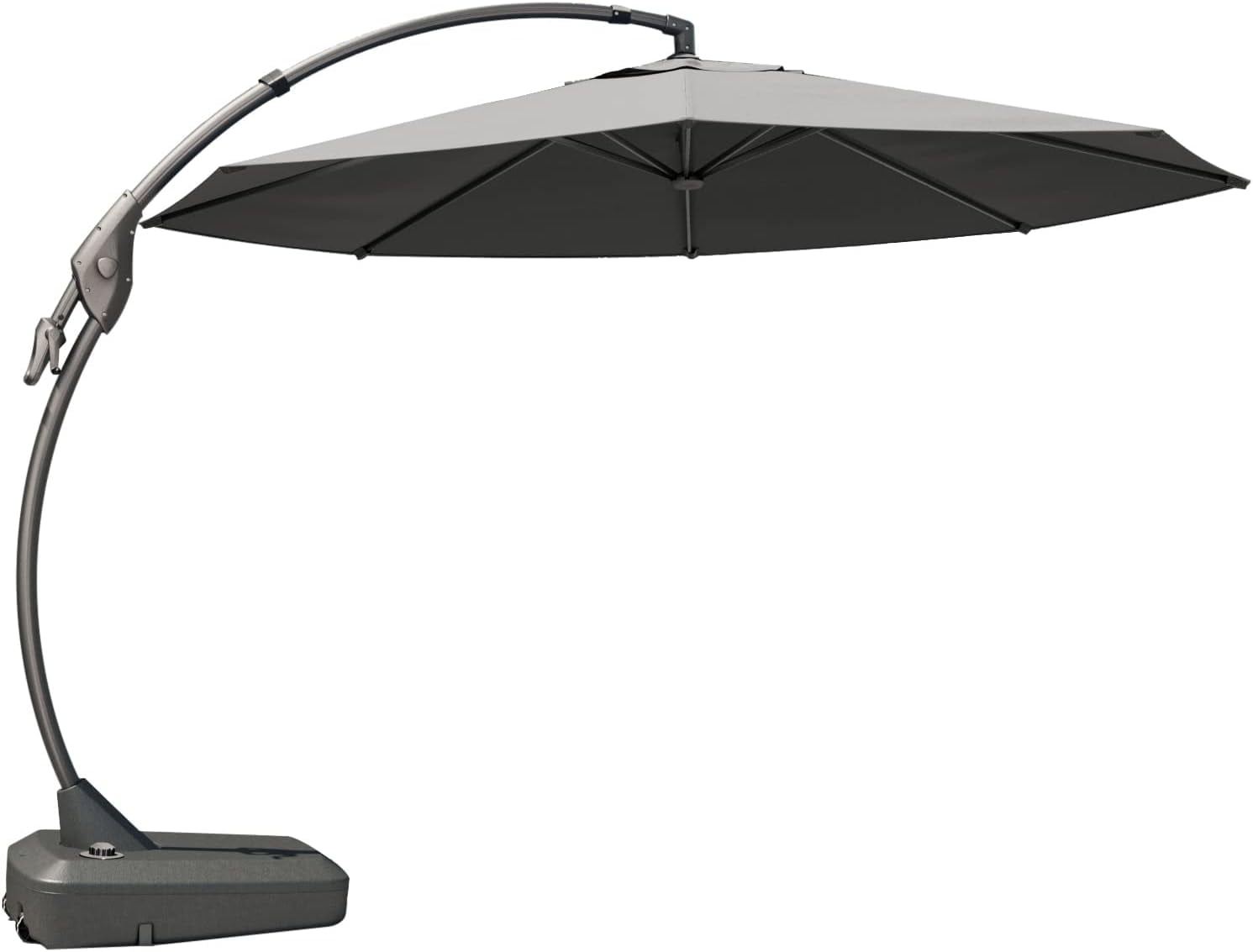 GRANDPATIO 12 ft Deluxe Aluminium Patio Umbrella with Base, Large Offset Outdoor Umbrella, Navy Blue