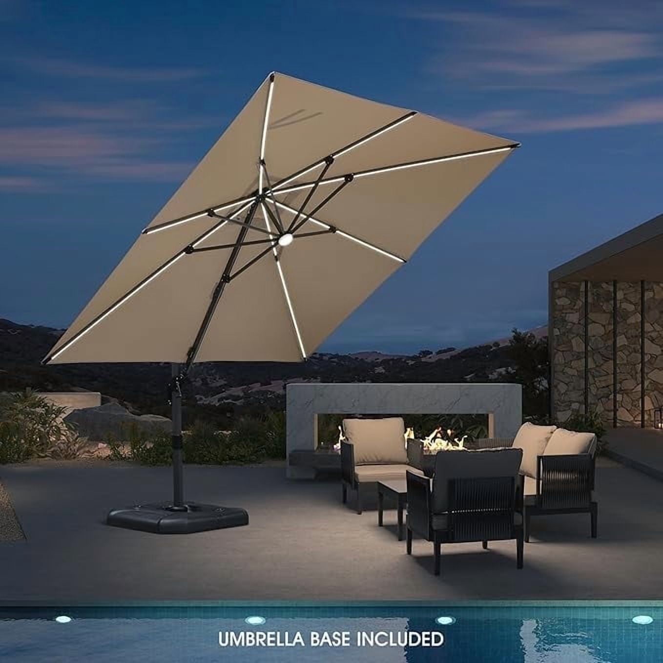 PURPLE LEAF 10x10 Ft Cantilever Umbrella Square Outdoor Patio Umbrella Large Offset Hanging Umbrella Aluminum Umbrella with 360°Rotation Adjustable Garden Pool Umbrella,Gray
