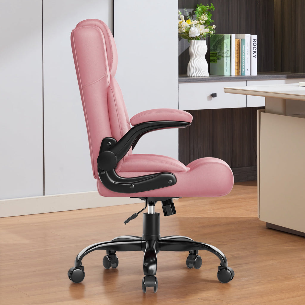 JONPONY Leather Office Chair, Big and Tall 500lbs Ergonomic Desk Chairs with Back Support, Executive Leather Chair with Wheels for Home Office, with Adjustable Padded Armrest & Lumbar Support , Black