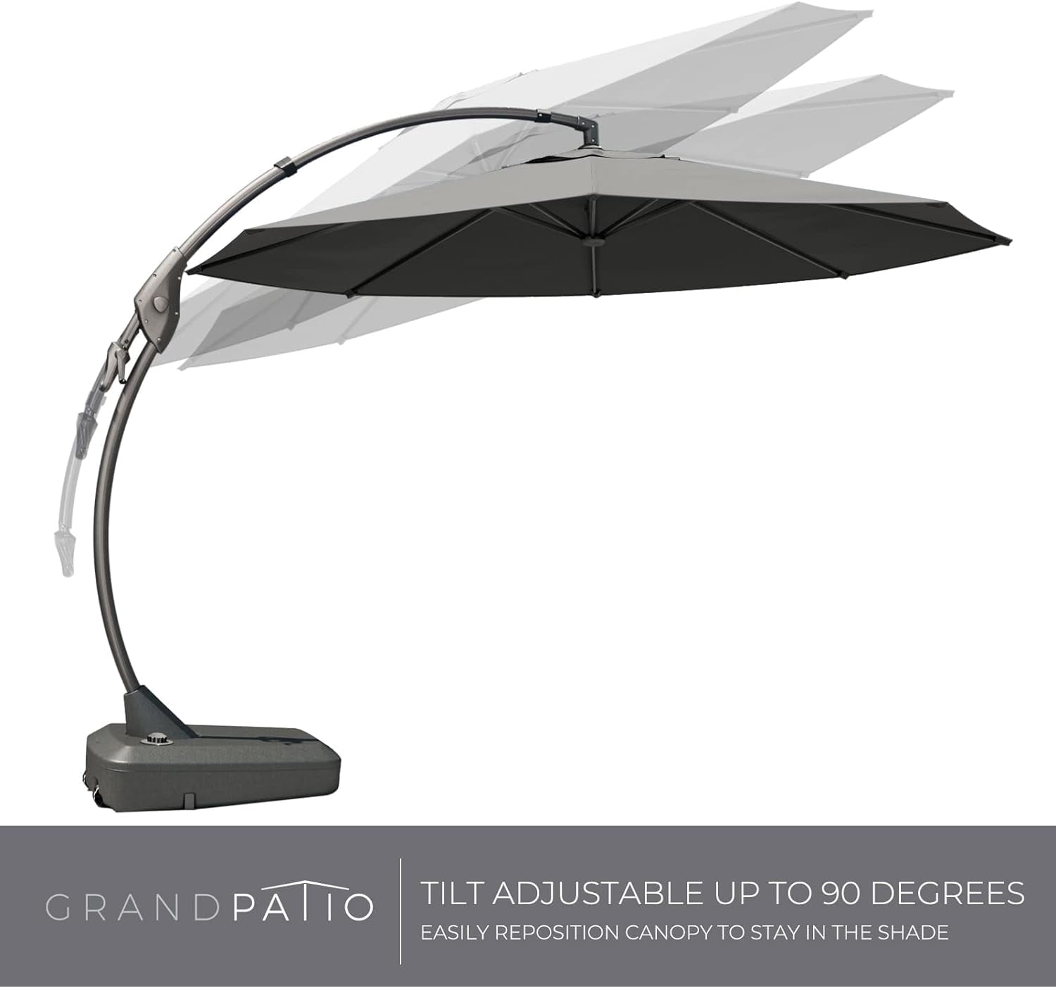 GRANDPATIO 12 ft Deluxe Aluminium Patio Umbrella with Base, Large Offset Outdoor Umbrella, Navy Blue
