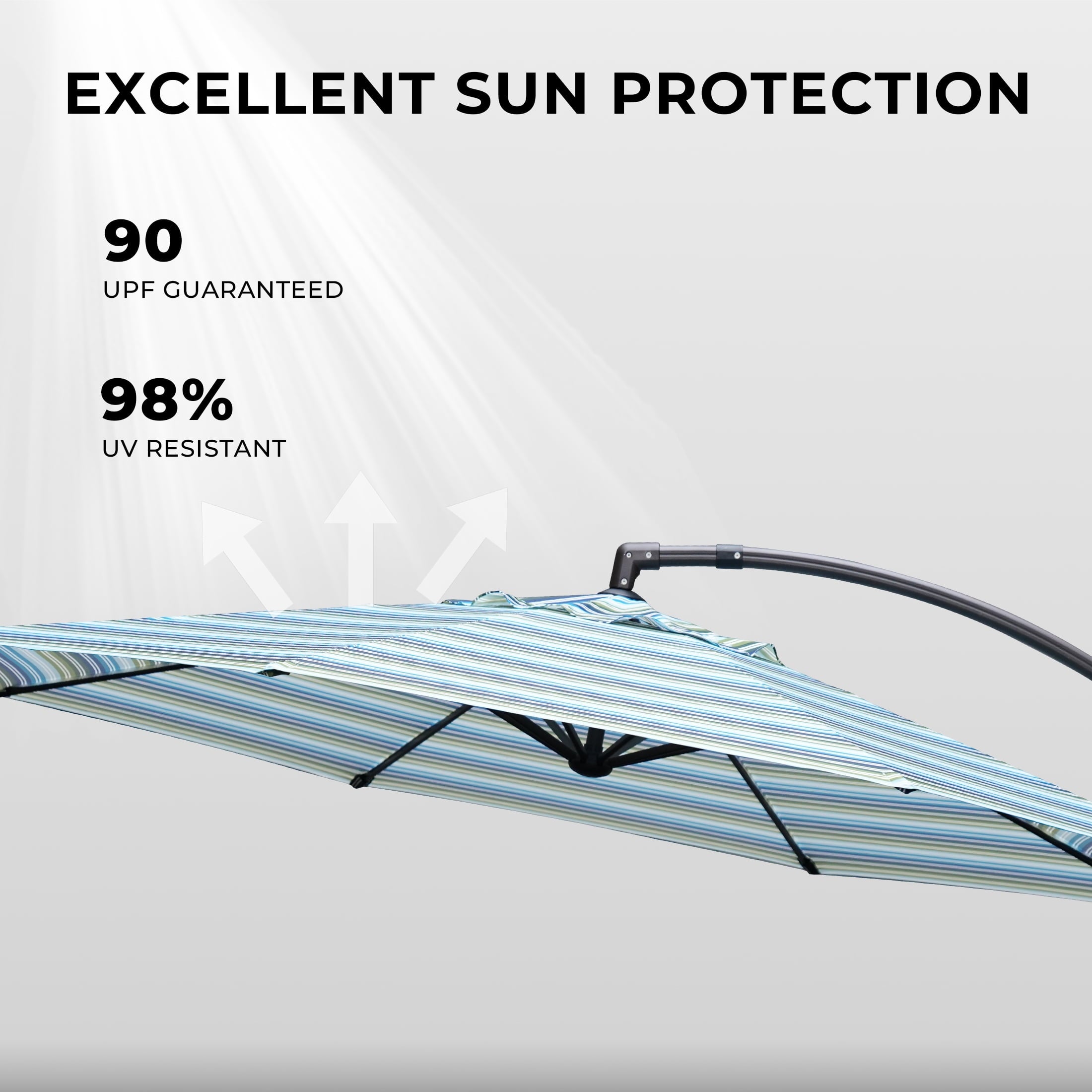 GRANDPATIO 12 Ft Outdoor Umbrella with Base, Large Aluminum Cantilever Offset Umbrella for Patio Pool, Black & White