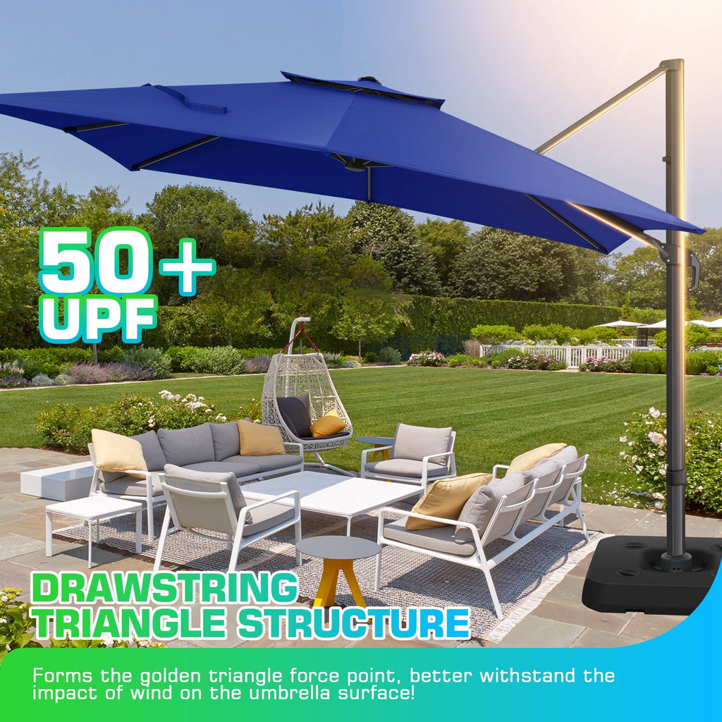 HOTEEL 10ft Patio Umbrella Outdoor Square Large Cantilever Windproof Offset and Heavy Duty Sun Umbrella for Garden Deck Pool，Gray