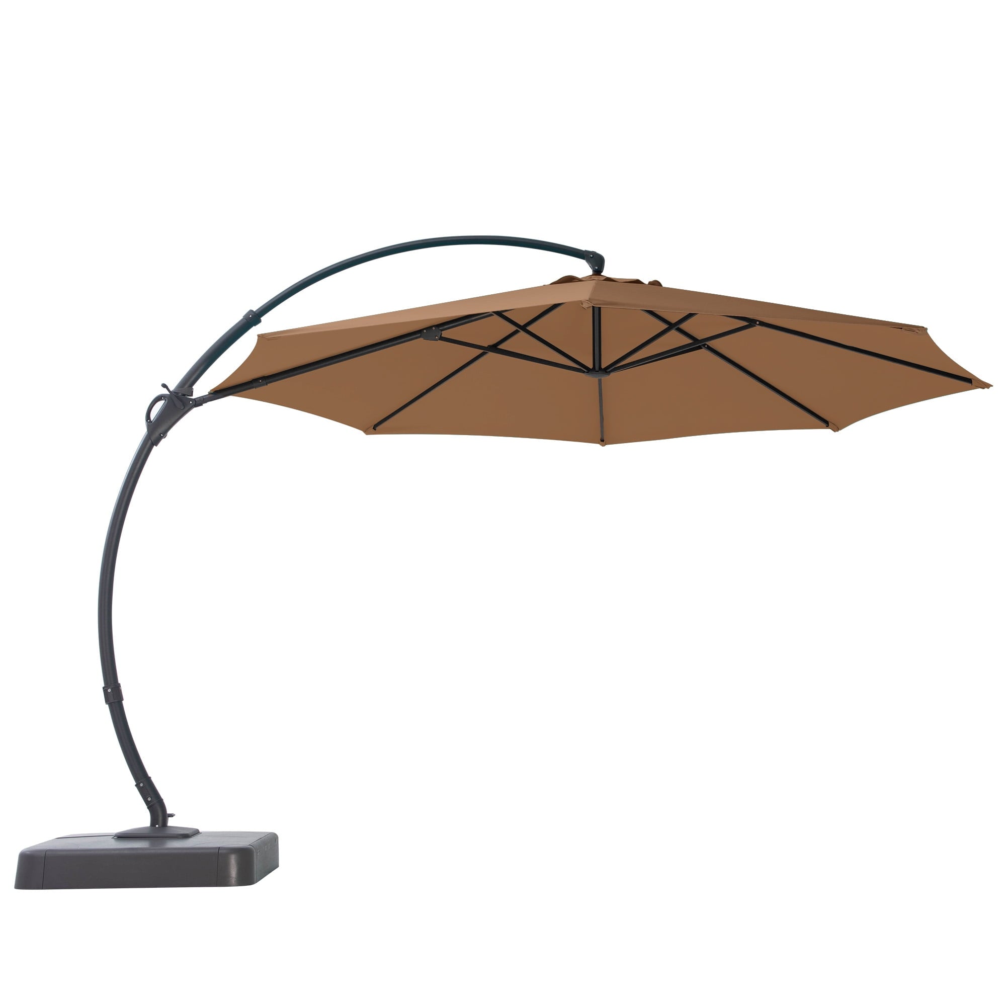 LAUSAINT HOME 11 FT Outdoor Patio Umbrella with Base, Aluminum Cantilever Umbrella with Crank, Champagne