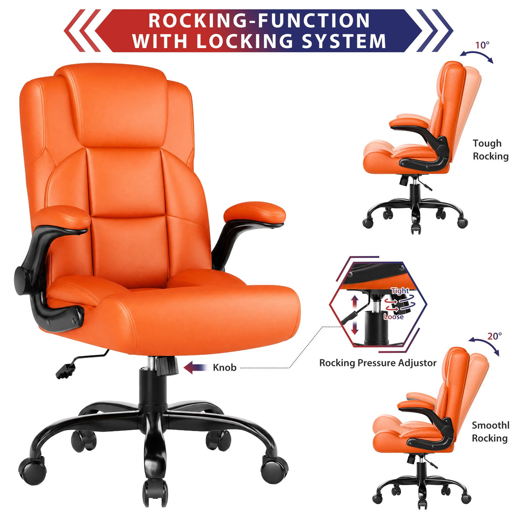 JONPONY Leather Office Chair, Big and Tall Office Chair 400LBS Wide Seat Ergonomic Computer Desk Chair High Back Executive Leather Chair Adjustable Task Chair Lumbar Back with 1-Year Warranty, Black