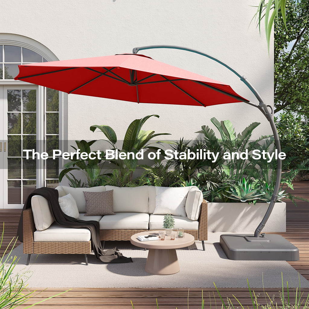 LAUSAINT HOME 11 FT Outdoor Patio Umbrella with Base, Aluminum Cantilever Umbrella with Crank, Champagne