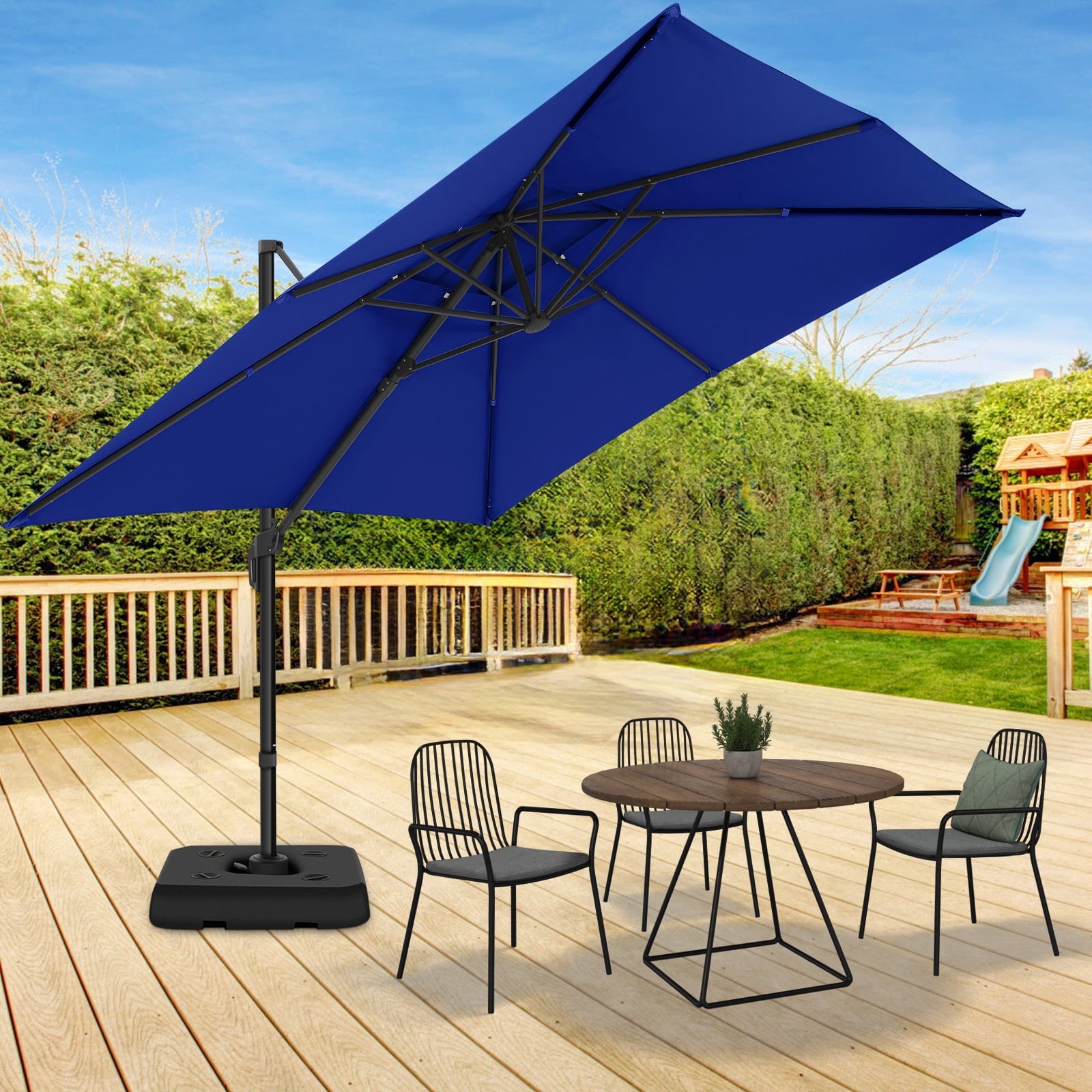 COBIZI 10x10 Offset Hanging Market Patio Umbrella with Easy Tilt Adjustment, Double Roof Cantilever Umbrella Aluminum Umbrella with 360-degree Rotation for Garden Deck Pool Patio, Gray