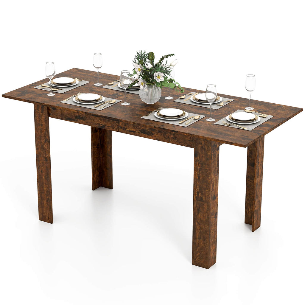 Costway 47”-62” Extendable Dining Table for 4-8 People for Dining Room Home Office Brown