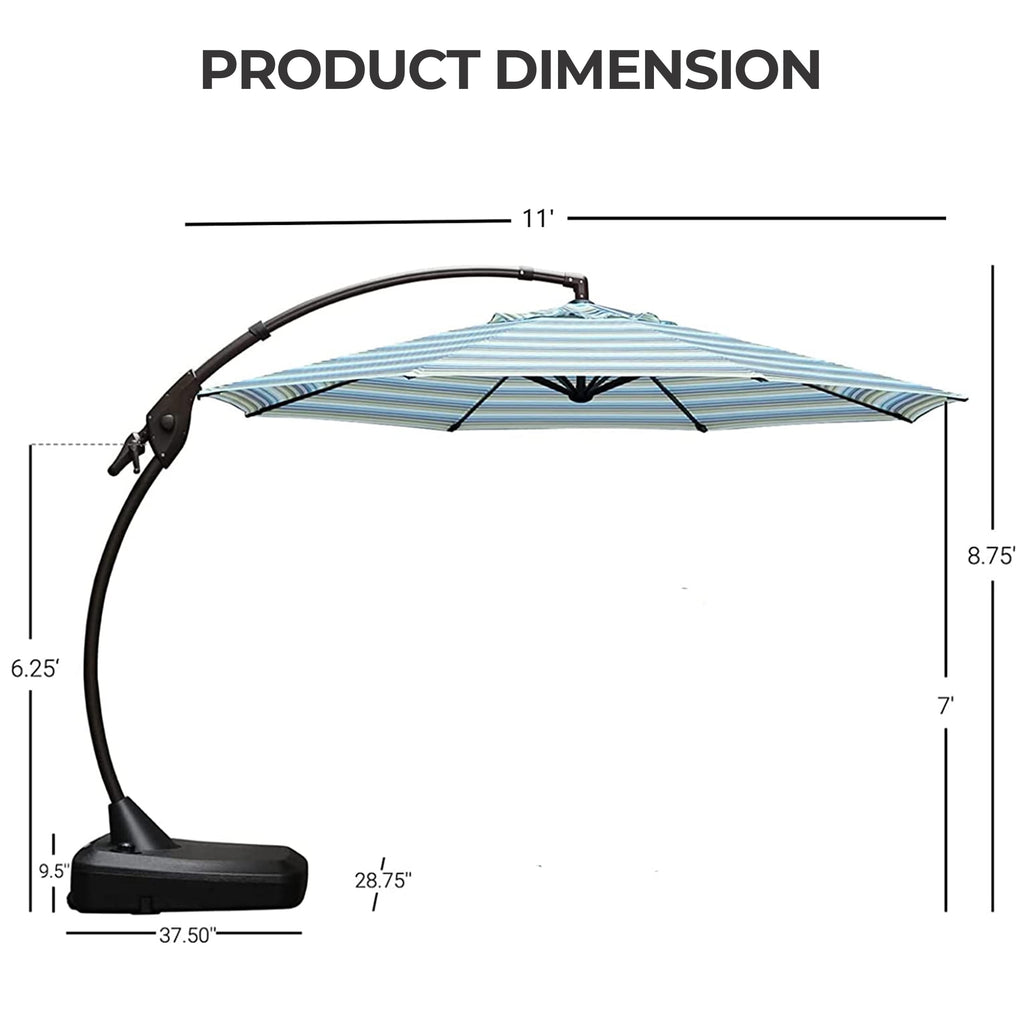 GRANDPATIO 12 ft Deluxe Aluminium Patio Umbrella with Base, Large Offset Outdoor Umbrella, Navy Blue