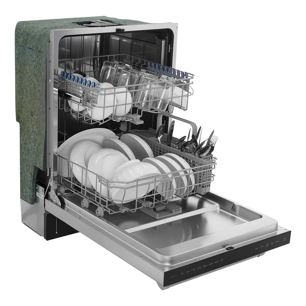 KFFKFF 24-Inch Built-In Dishwasher with Stainless Steel Interior, 14 Place Settings, 8 Wash Cycles, Quiet Operation, Adjustable Racks, and Zoned Storage, Dimensions: 23.82 x 25.2 x 33.78 Inches