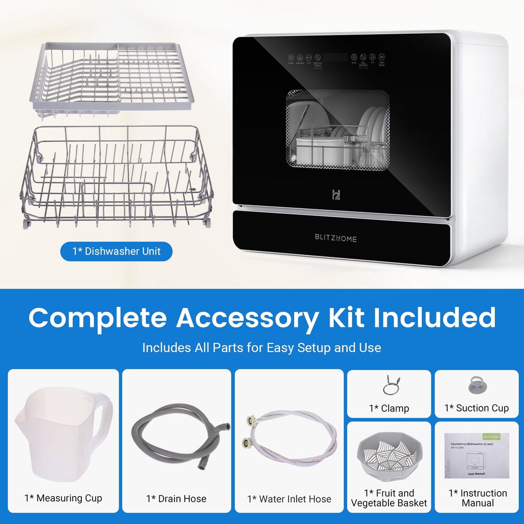 Portable Countertop Dishwashers, Compact Smart Dishwashers with 5 L Built-in Water Tank,5 Modes and Baby Care for Apartments& RVs, No Installation Needed