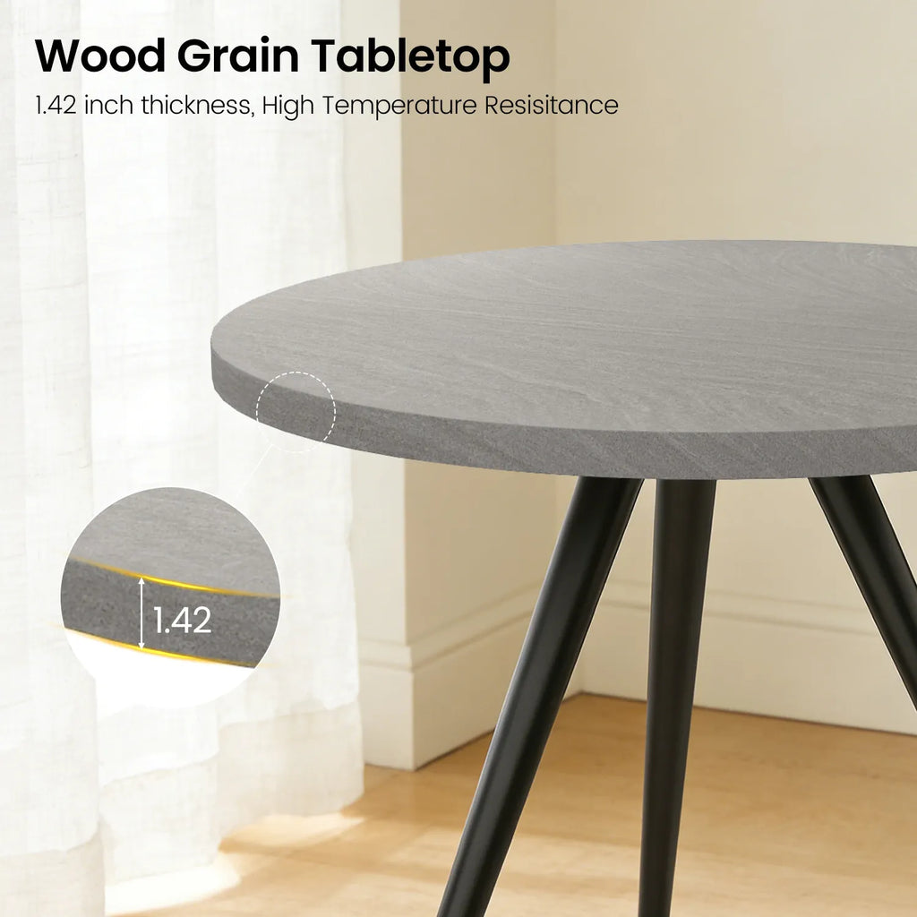 34.8 Round Dining Table Set for 4,5 Piece Mid-Century Modern Dining Set with 4 Upholstered Dining Chairs,Leisure Coffee Table for Kitchen Dining Room, Save Space