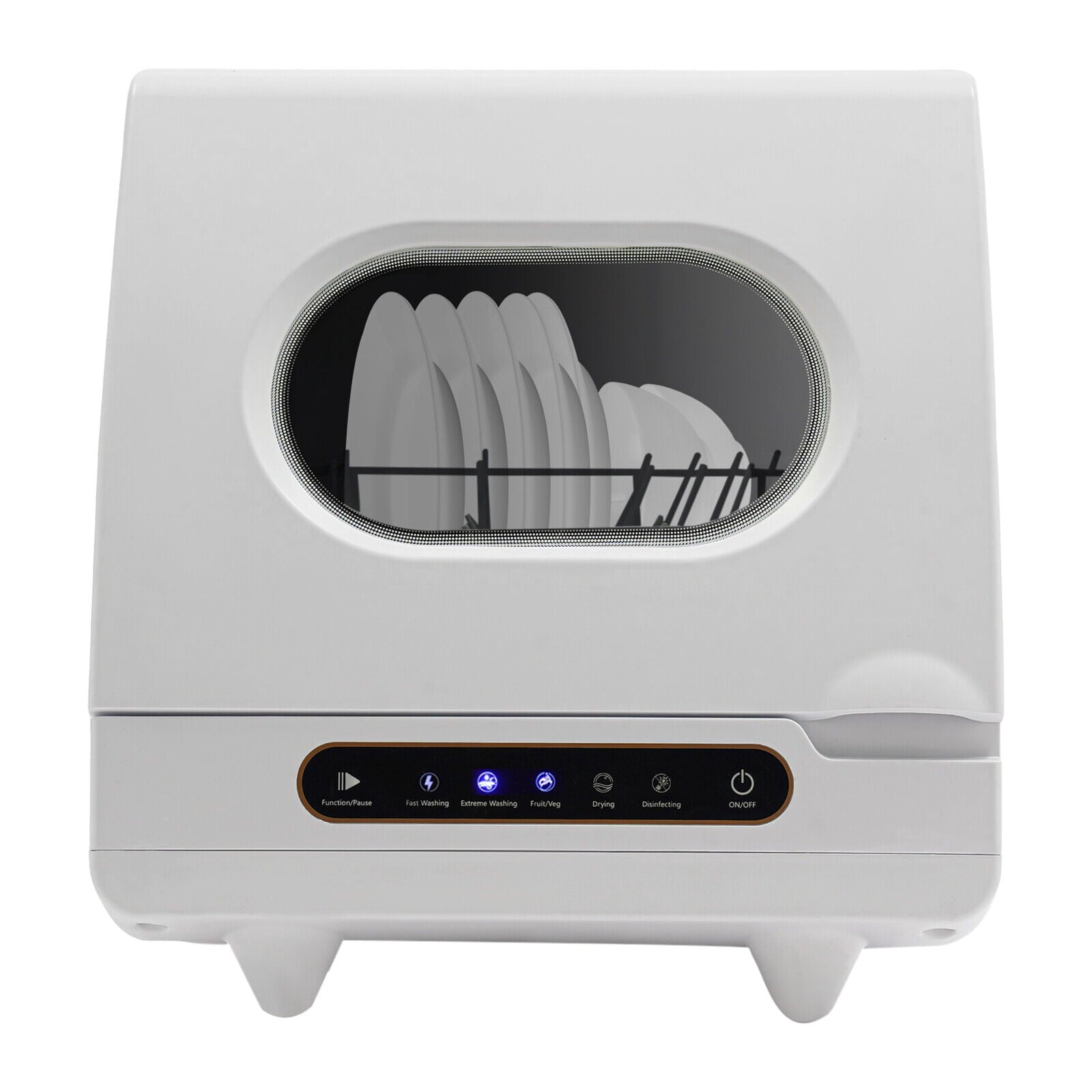 1200W Portable White Countertop Dishwasher Compact Dishwasher 5 Washing Programs