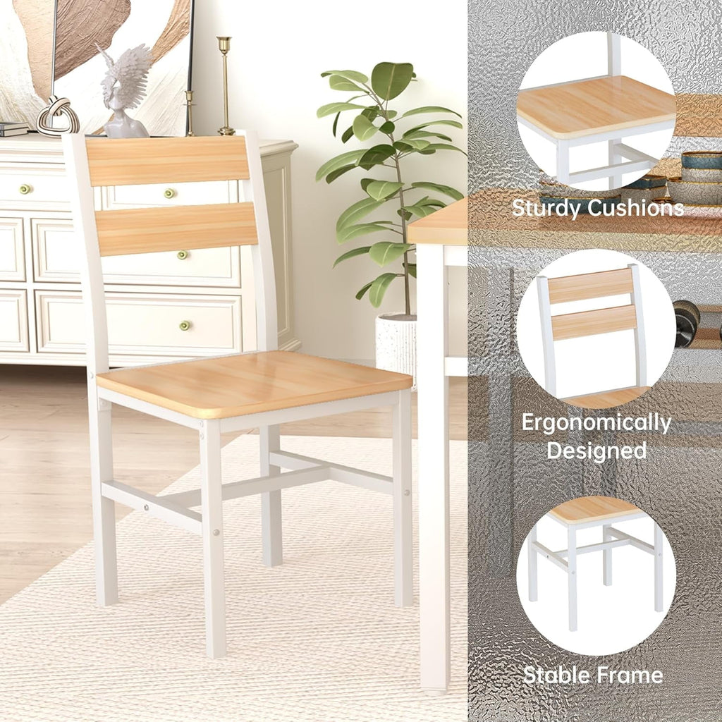 Lamerge 4 Person Dining Table Set, Wooden Dining Table 5 Piece Set with 4 Oak Metal Frame Chairs, Space Saving, Suitable for Apartments, Small Spaces, Kitchens, Breakfast Corners, Espresso Wood C